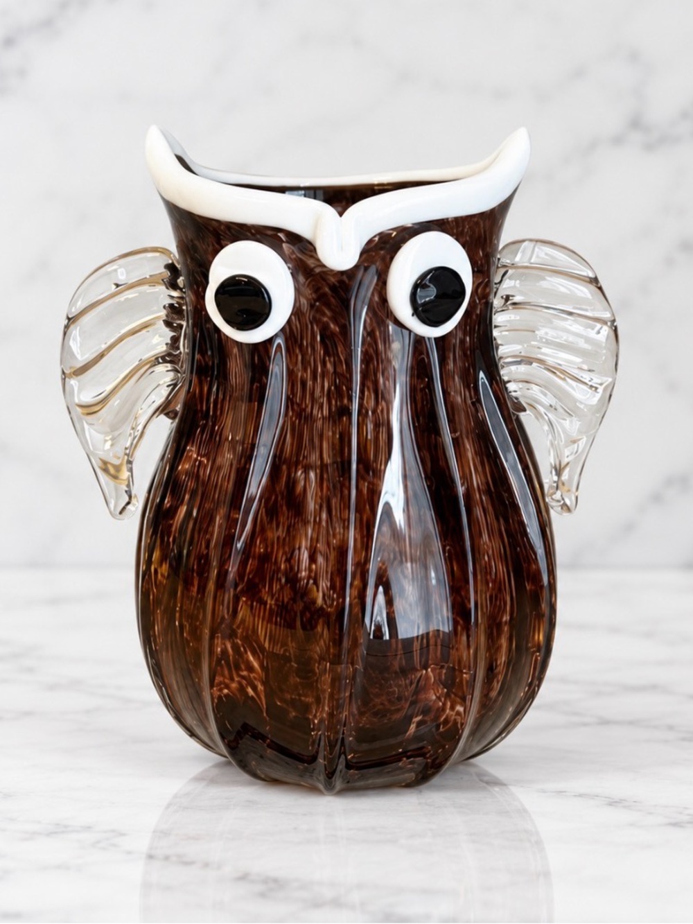 Art Glass Purple Owl Vase